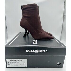 NEW Karl Lagerfeld Kelsa Heeled brown Booties Stilettos Sock Boots US 6.5 EU 37